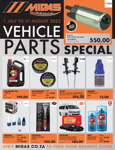 Cars, Motorcycles & Spares offers in Cape Town | Midas Service Parts Brochure in Midas | 2022/07/25 - 2022/08/31
