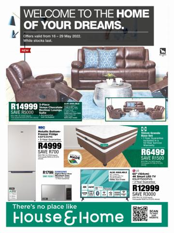 Home & Furniture offers in Bloemfontein | New Deals in House & Home | 2022/05/16 - 2022/05/29