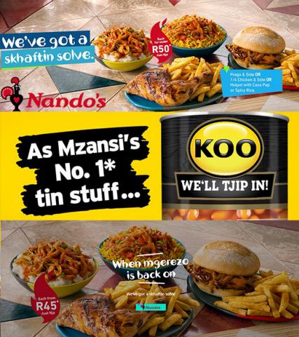 Restaurants offers in Pietermaritzburg | Menu Nandos  in Nandos | 2022/01/18 - 2022/05/31