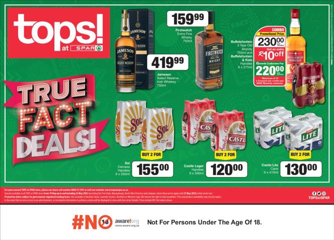Tops Spar catalogue in Cape Town | Spar Tops Specials | 2022/05/19 - 2022/05/22