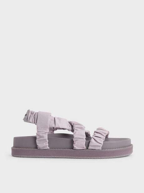 Canvas Ruched Crossover Sandals
 - lilac
 offers at R 43