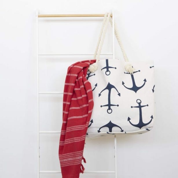 Anchor Patterned Beach Bag - beige | large anchor offers at R 199