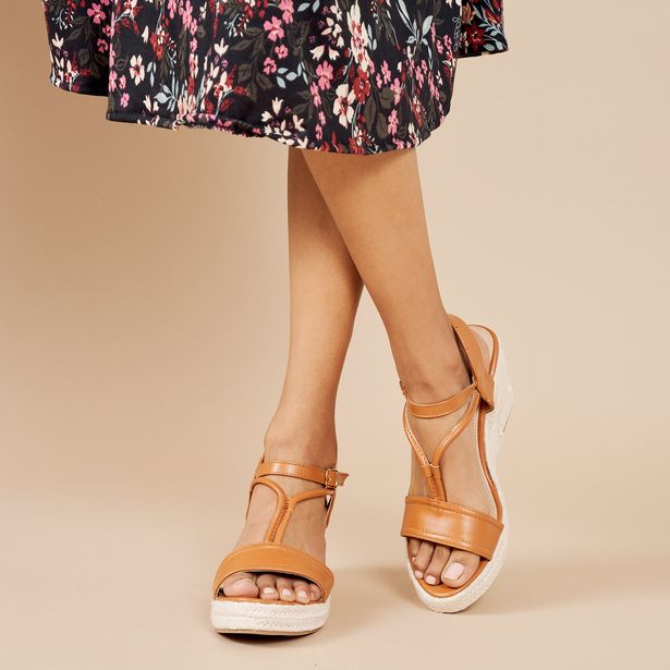 Ladies Strap Detail PU Wedge Sandal Heels offers at R 389