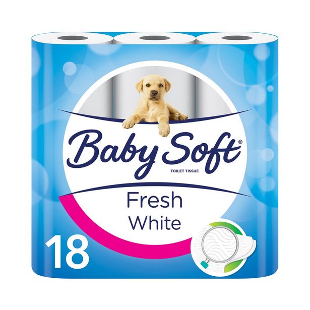 Baby Soft White 2 Ply Toilet Paper 18 pk offers at R 94,99