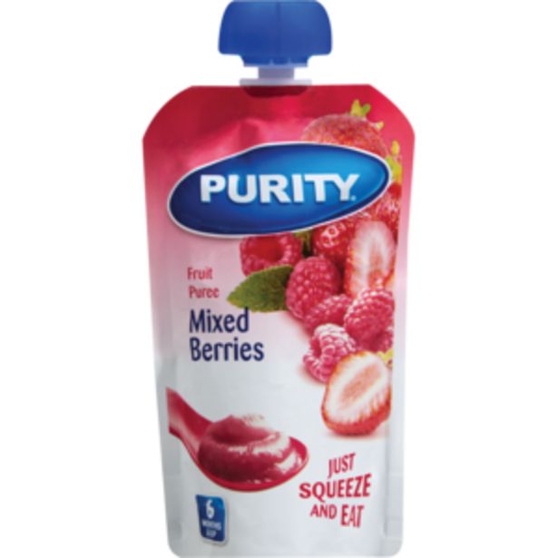 Purity Mixed Berries Fruit Puree Pouch 110ml offers at R 12,99