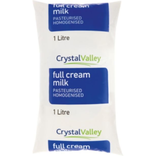 Crystal Valley Fresh Full Cream Milk Sachet 1L offers at R 11,99