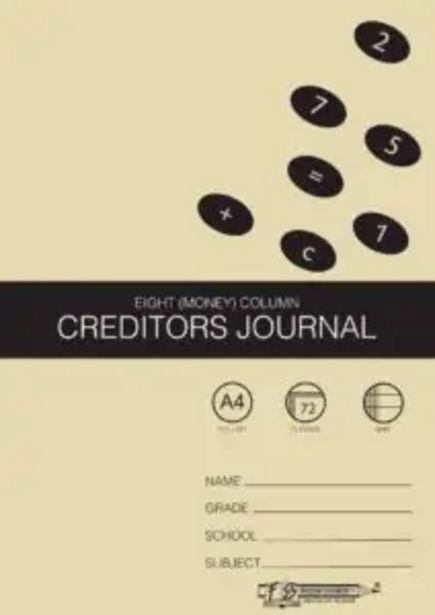 A4 Soft Cover Accounting, 72 pages, 8 Money Column Creditors Journal offers at R 7
