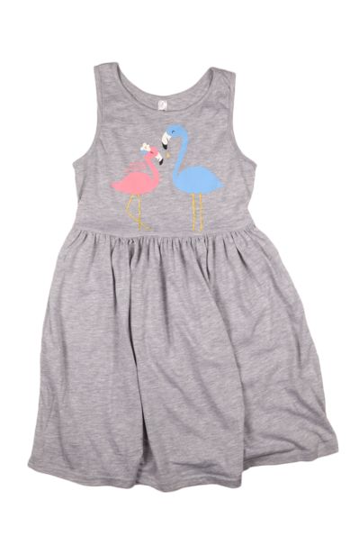 Girls Swan Printed Dress - Grey offers at R 65