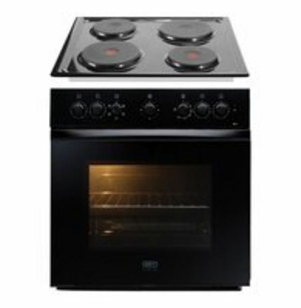 DEFY OVEN + HOB BLACK 4PLATE DCB822   offers at R 4700