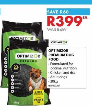 Optimizor premium dog food offers at R 399