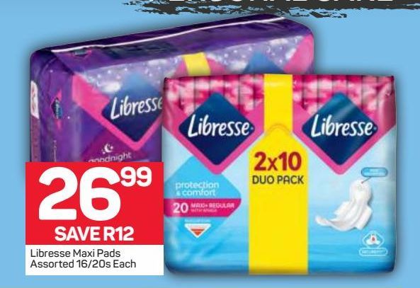 Libresse Sanitary Pads offers at R 26,99