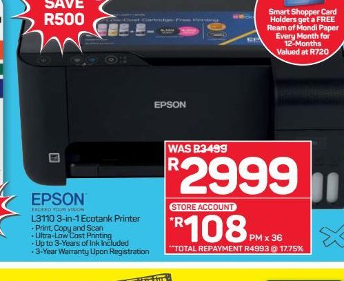 Epson Printer offers at R 2999