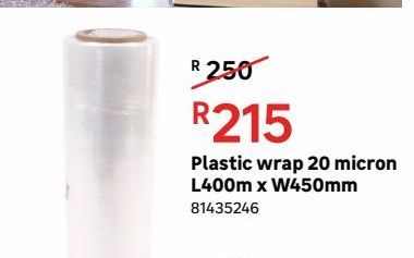 Palstc wrap 20 micron L400m x W450mm offers at R 215