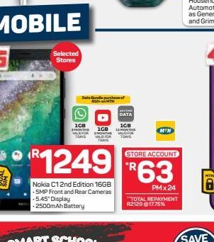 Nokia C1 Smartphone offers at R 1249
