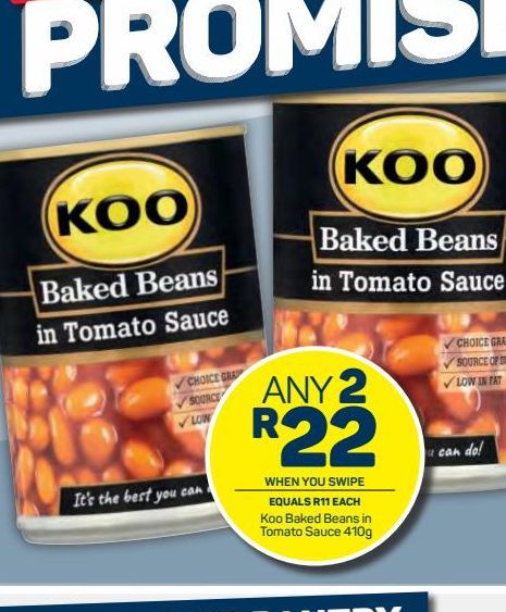 KOO Baked Beans in Tomato Sauce 2 offers at R 22