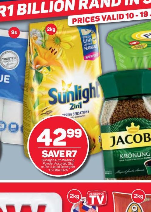 Sunlight Washing Powder offers at R 42,99