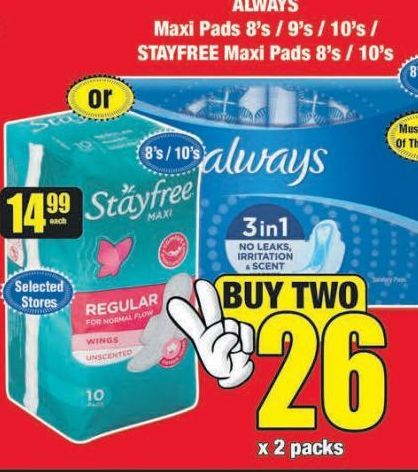Stayfree Sanitary Pads 2 offers at R 26