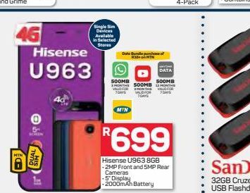 Hisense U963 Smartphone offers at R 699