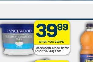 Lancewood Cream Cheese  offers at R 39,99