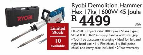 Demolition hammer hand tool ryobi offers at R 4499