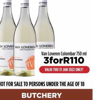 Van Loveren Wines 3 offers at R 110