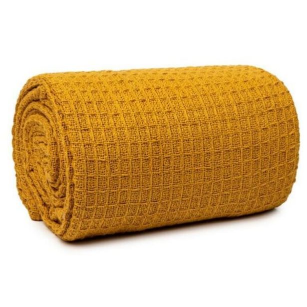 Throw · Honeycomb · 100% Cotton · Mustard · Regular offers at R 319,2 in Miss Lyn