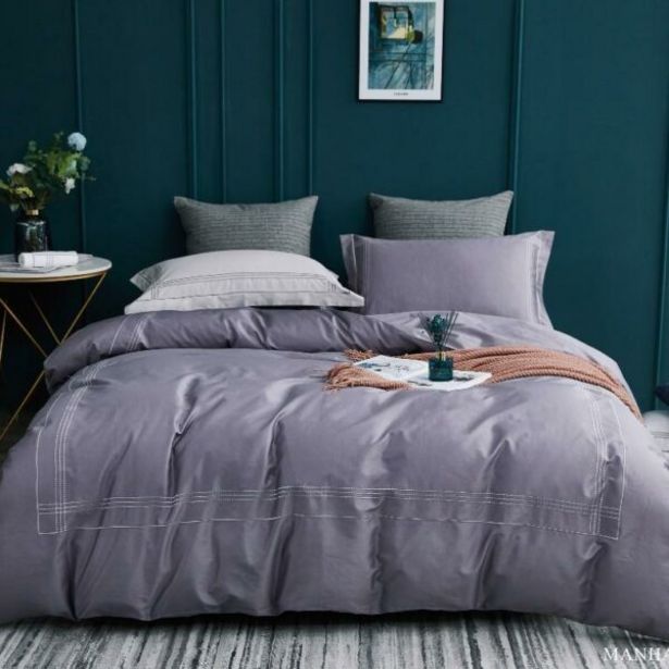 Duvet Cover · Manhattan Embroidered · 200TC · 100% Cotton Percale · Grey offers at R 623,2 in Miss Lyn