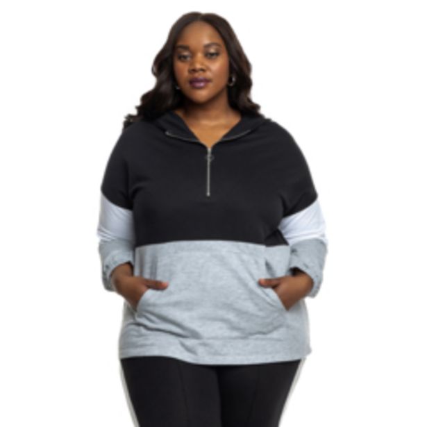 Plus Size Fleece Jacket Colour Block Hood With Zip offers at R 179 in Donna