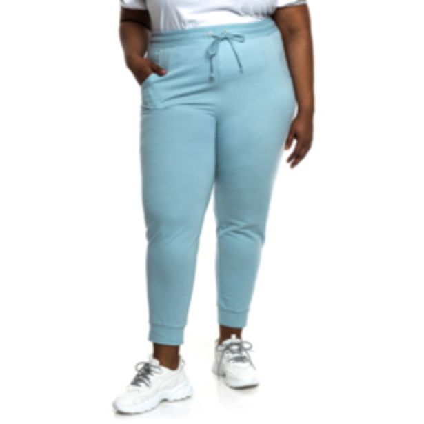 Plus Size Fleece Joggers With Cuff And Tie - Blue offers at R 149 in Donna