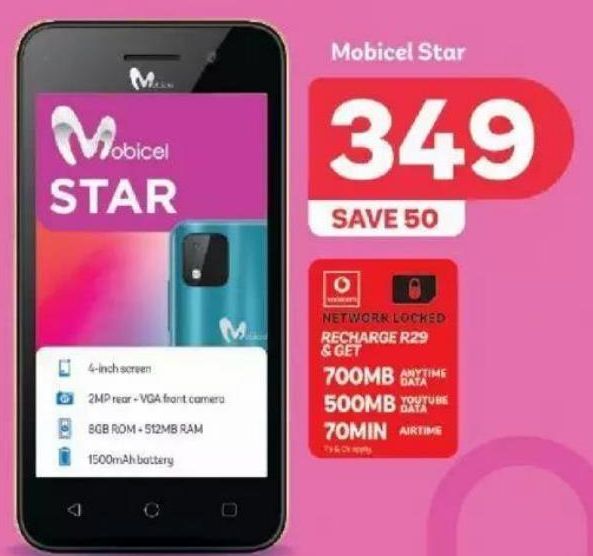 Mobicel Star  offers at R 349
